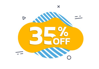 Canvas Print - sale badge, sticker or label. 35 percent price off liquid shape design. discount, promotion abstract