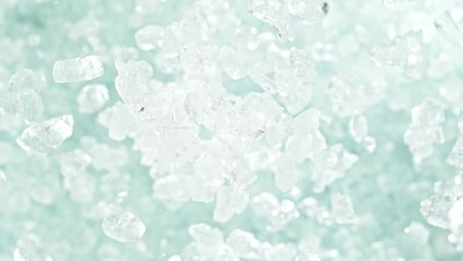 Poster - Super slow motion of rotating crushed ice, top view shot. Filmed on high speed cinema camera, 1000 fps, placed on high speed cine bot, following the object. Speed ramp effect.