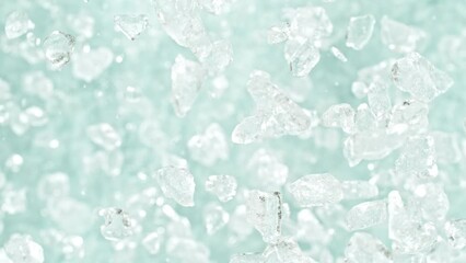 Fototapete - Super slow motion of rotating crushed ice, top view shot. Filmed on high speed cinema camera, 1000 fps, placed on high speed cine bot, following the object. Speed ramp effect.