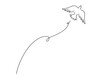 空高く舞う白い鳩のシンプルなベクター線イラスト