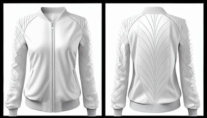 Wall Mural - Zip-up Hoodie print mockup,  3d render, White color Front and back, copy space, Generative AI