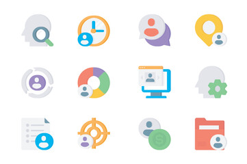 Poster - human resources 3d icons set. pack flat pictograms of search employee, candidate, time, chat, locati