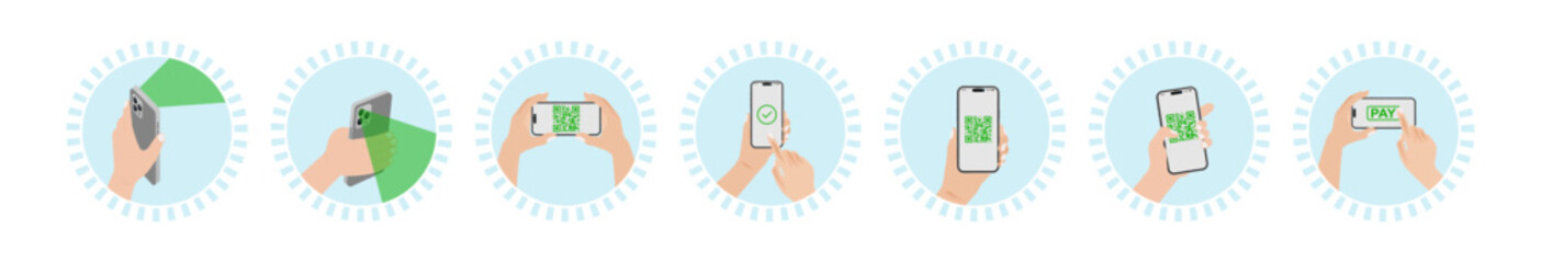 Poster - Hand holding mobile smart phone with mobile payment app icon. Successful completion of ePayment. Hand drawn style vector design illustrations.