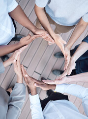 Aufkleber - Coming together for the greater good. Shot of a group of unrecognizable businesspeople forming a circle with their hands.