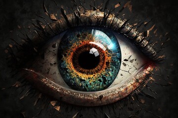Poster - Scary eye close-up. AI generated