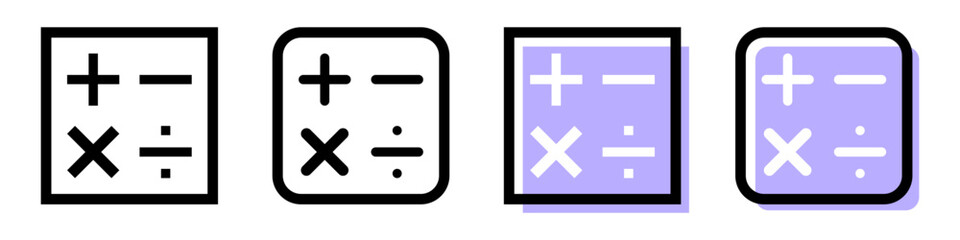 Fototapete - Modern calculator icons set for mobile apps and design. Finances conceps. Vector isolated on white background.