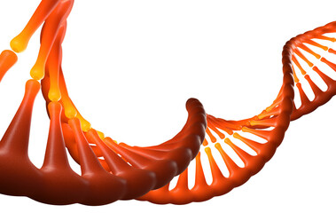 Poster - DNA helix 3D illustration. Science, education, research. Human genome, genetic engineering