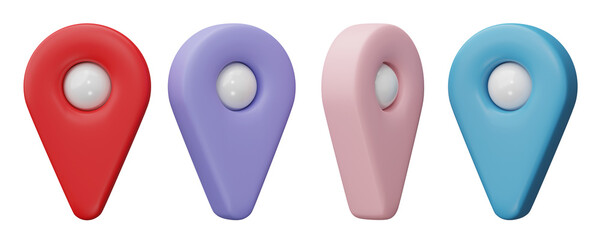Aufkleber - Set of location pin icon 3D render, png file format.