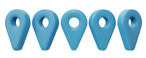 Aufkleber - Set of location pin icon 3D render, png file format.