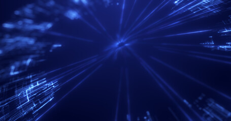 Poster - Abstract blue glowing circle energy futuristic computer digital hi-tech swirling abstract background
