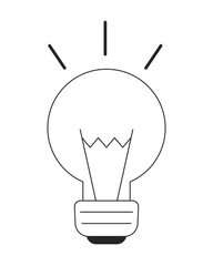 Poster - Incandescent light bulb flat line black white vector object. Working lightbulb equipment. Editable cartoon style icon. Simple isolated outline spot illustration for web graphic design and animation
