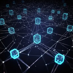 Poster - Blockchain is a type of technology. In digital space, information blocks. Global decentralized network. Generative AI