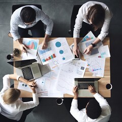 Poster - Goup of people analyzing business data. generative AI