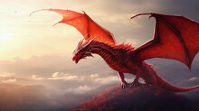 Red Dragon Flying In The Sky