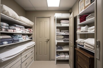 Wall Mural - linen closet, filled with towels, sheets, and other linens for the hospital, created with generative ai