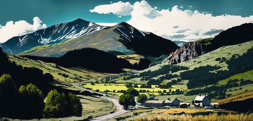 Wall Mural - The Pyrenees in the summertime. Generative AI