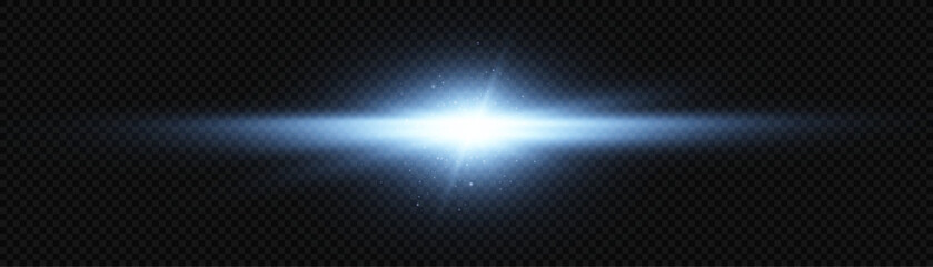 Leinwandbilder - Abstract blue flash and laser beams. Isolated on transparent black background. Vector