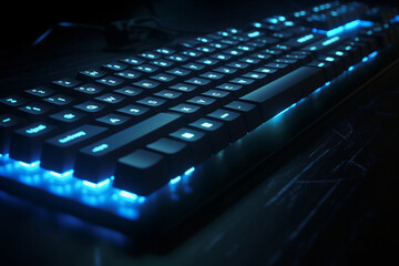 Poster - Illuminated keyboard for computer games and hacking, Generative AI	
