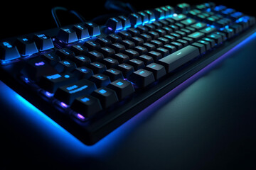 Poster - Illuminated keyboard for computer games and hacking, Generative AI	
