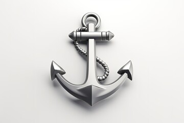 Wall Mural - Ship anchor illustration, icon, logo, white background. Generative AI