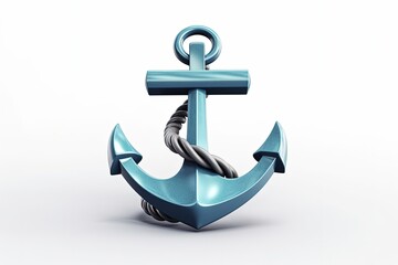 Wall Mural - Ship anchor illustration, icon, logo, white background. Generative AI