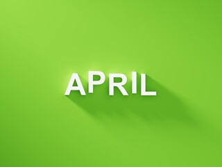 Wall Mural - april text word on green background with soft shadows, calendar background