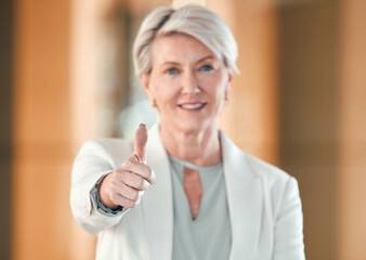 Poster - Youve got my support. Shot of a mature businesswoman showing a thumbs up at work.