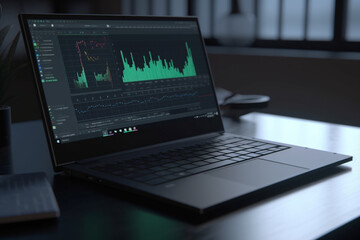 Poster - Laptop with financial charts and reports, Generative AI	
