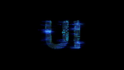 Fototapete - cybernetical electrical light shining text UI in glitch style, isolated - object 3D rendering