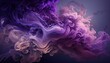 Generative AI, Flowing lavender violet liquid and smoke with splashes. Bright fluid banner, 3D effect, modern macro realistic abstract background illustration, ink in water effect..