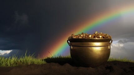 Poster -  A pot of gold at the end of a rainbow, generative ai