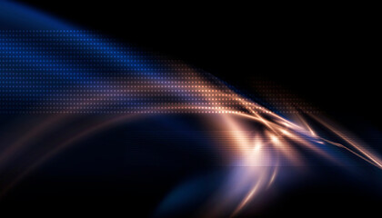 Wall Mural - dark blue neon light with rays of gold abstract night empty scene. the effects of light in the dark.