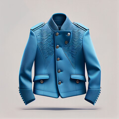 Blank blue male hjacket, mens jacket for your design mockup for print, isolated on grey background.