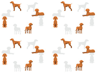 Wall Mural - Dog Vizsla Cartoon Poses Seamless Wallpaper Background