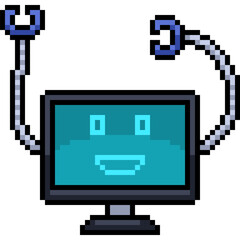 Poster - pixel art monitor robot smile