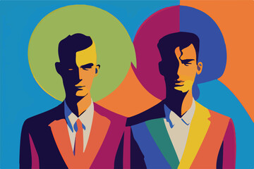 Dynamic and colorful image featuring LGBT people in a supportive and inclusive environment