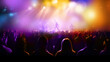 © Soho A studio - Silhouettes of rock concert crowd in front of bright colorful stage lights