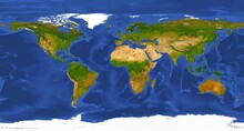 GIGA Size Physical World Map Detail Illustration. Primary Source, Elements Of This Image Furnished By NASA.
