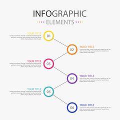 Wall Mural - Modern text box infographics elements flowchart design for use in business. Infographics elements with 6 colors.