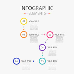 Wall Mural - Set of modern text box infographics elements circle shape for use in business. Infographics elements with 6 colors.