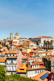 Fototapeta Miasto - View at the Se cathedral of Porto on top of a hill in the historic center of Porto, Portual, Europe