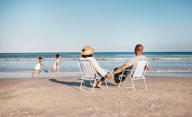 Canvas Print - This is the life we once dreamt of. Shot of a family spending a day at the beach.