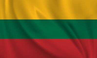 Wall Mural - Lithuania flag waving in the wind. 3D rendering vector illustration EPS10.	
