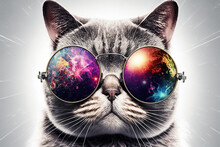 Cool Cat With Sunglasses Made With Generative Ai