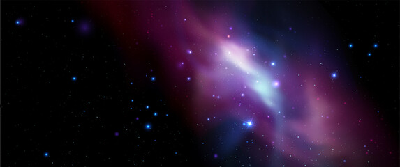 Space vector background with realistic nebula and shining stars. Magic colorful galaxy with stardust