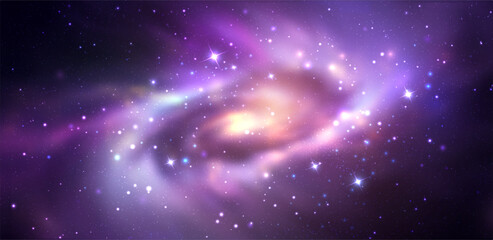 Wall Mural - space vector background with realistic spiral galaxy and shining stars