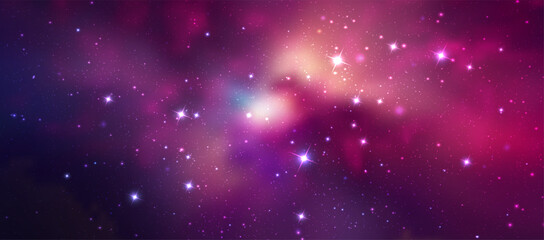 Wall Mural - Space vector background with realistic nebula and shining stars. Magic colorful galaxy with stardust