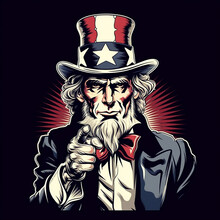 Portrait Of Uncle Sam. Free U.S. Symbol. AI Generation..
