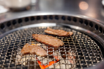 Canvas Print - Japanese style meat barbecue at restaurant