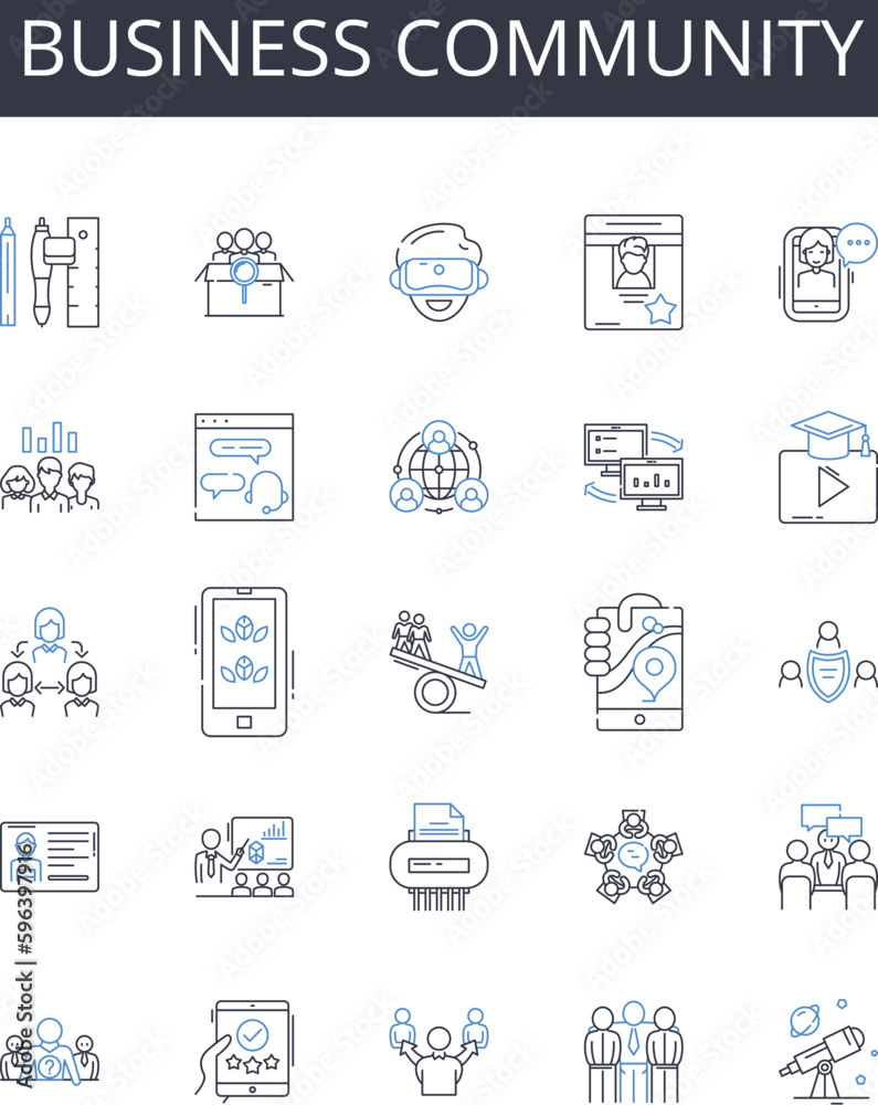 Business community line icons collection. Commercial sector, Trade ...
